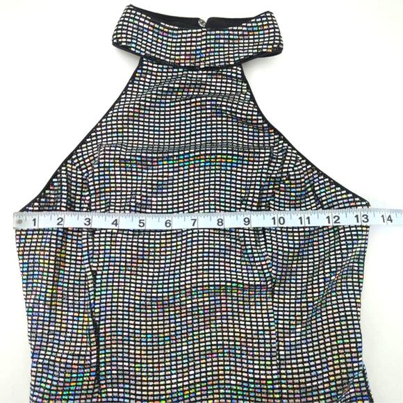 Lulus Iridescent Silver Sequin Halter Bodycon Dress S - Picture 5 of 10